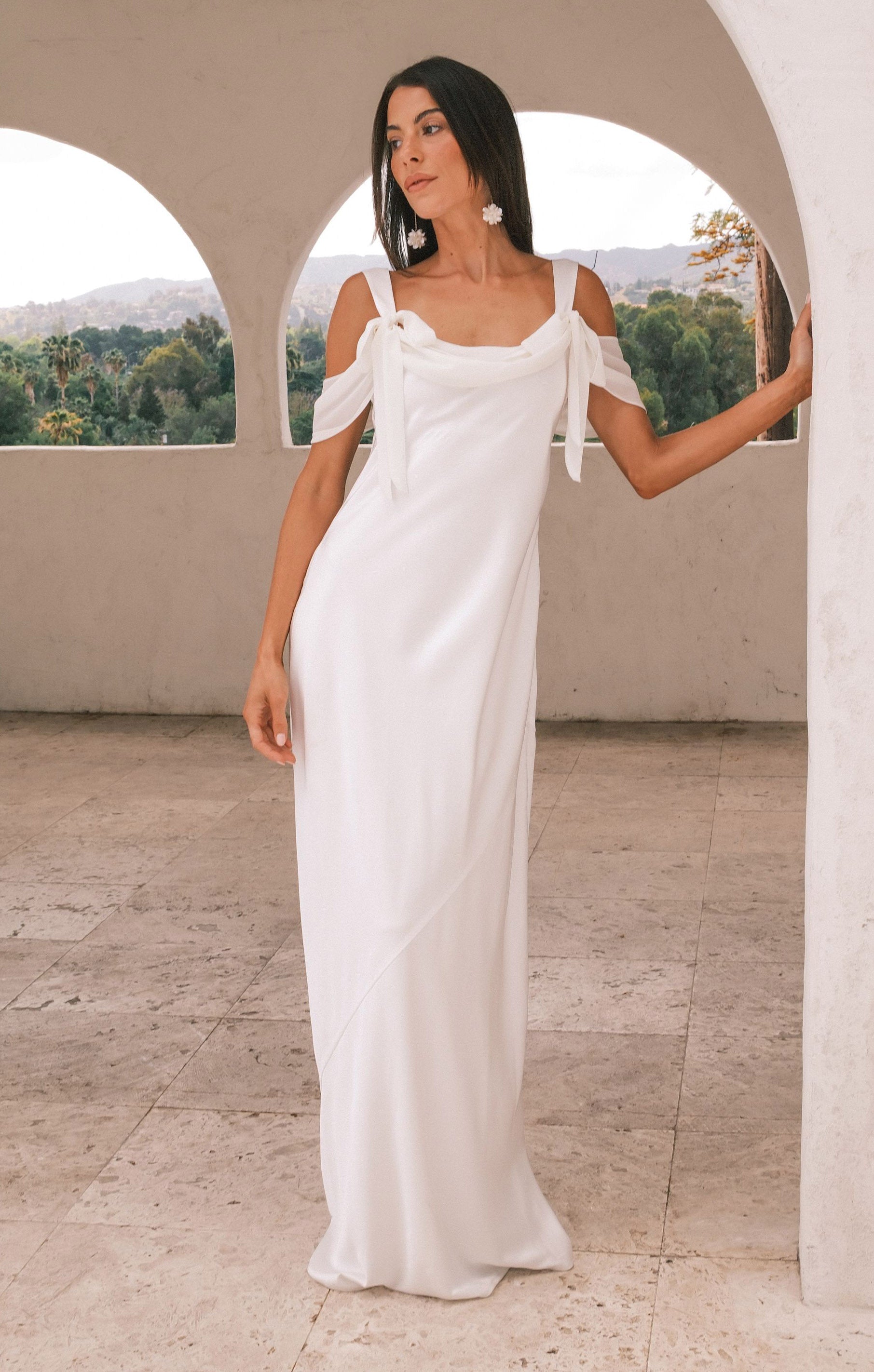 Luxe Satin Maxi Dress with Adjustable Straps | Bella Ivory