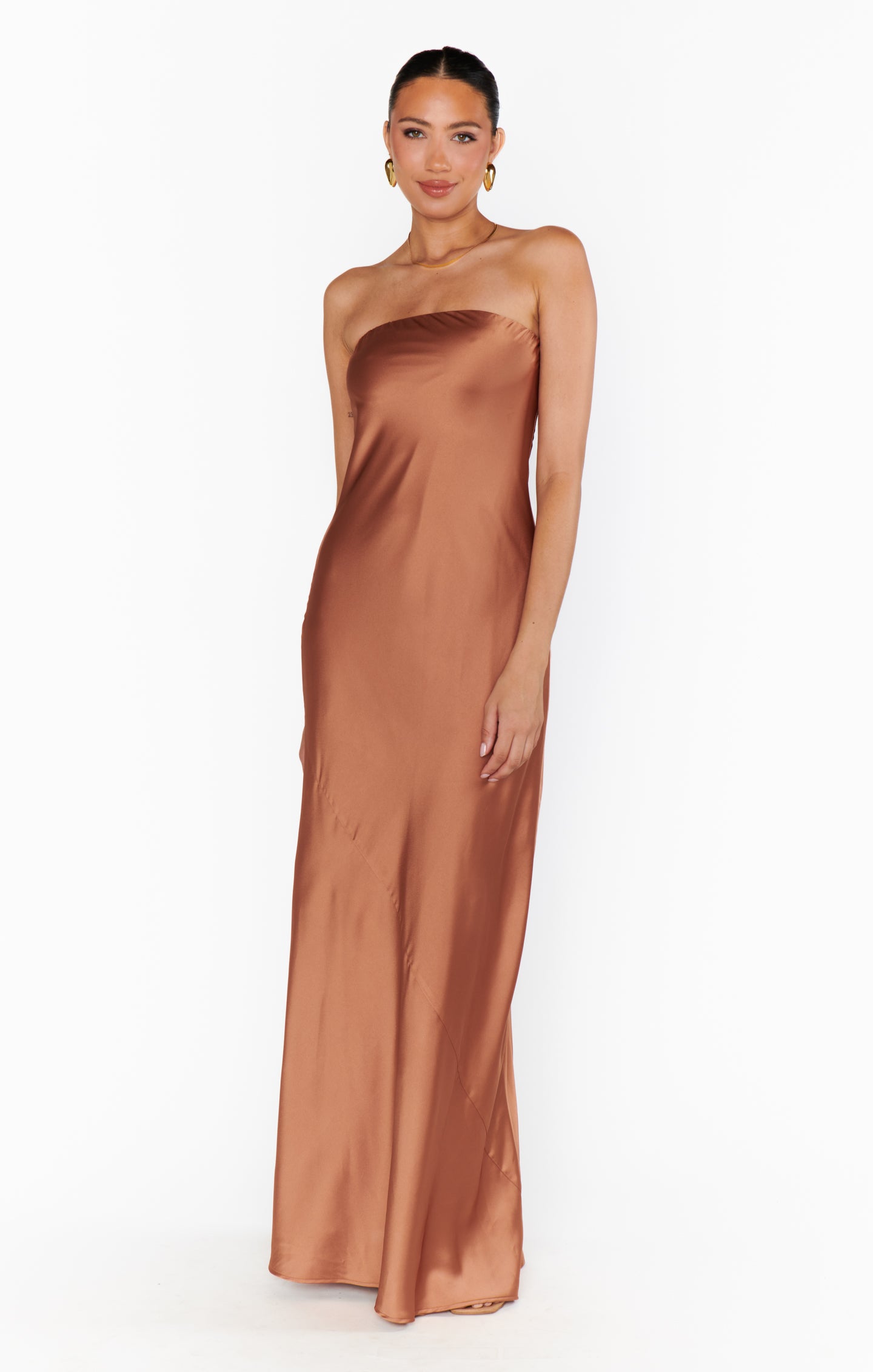 Copper Luxe Satin Strapless Maxi Dress | Taylor Tube