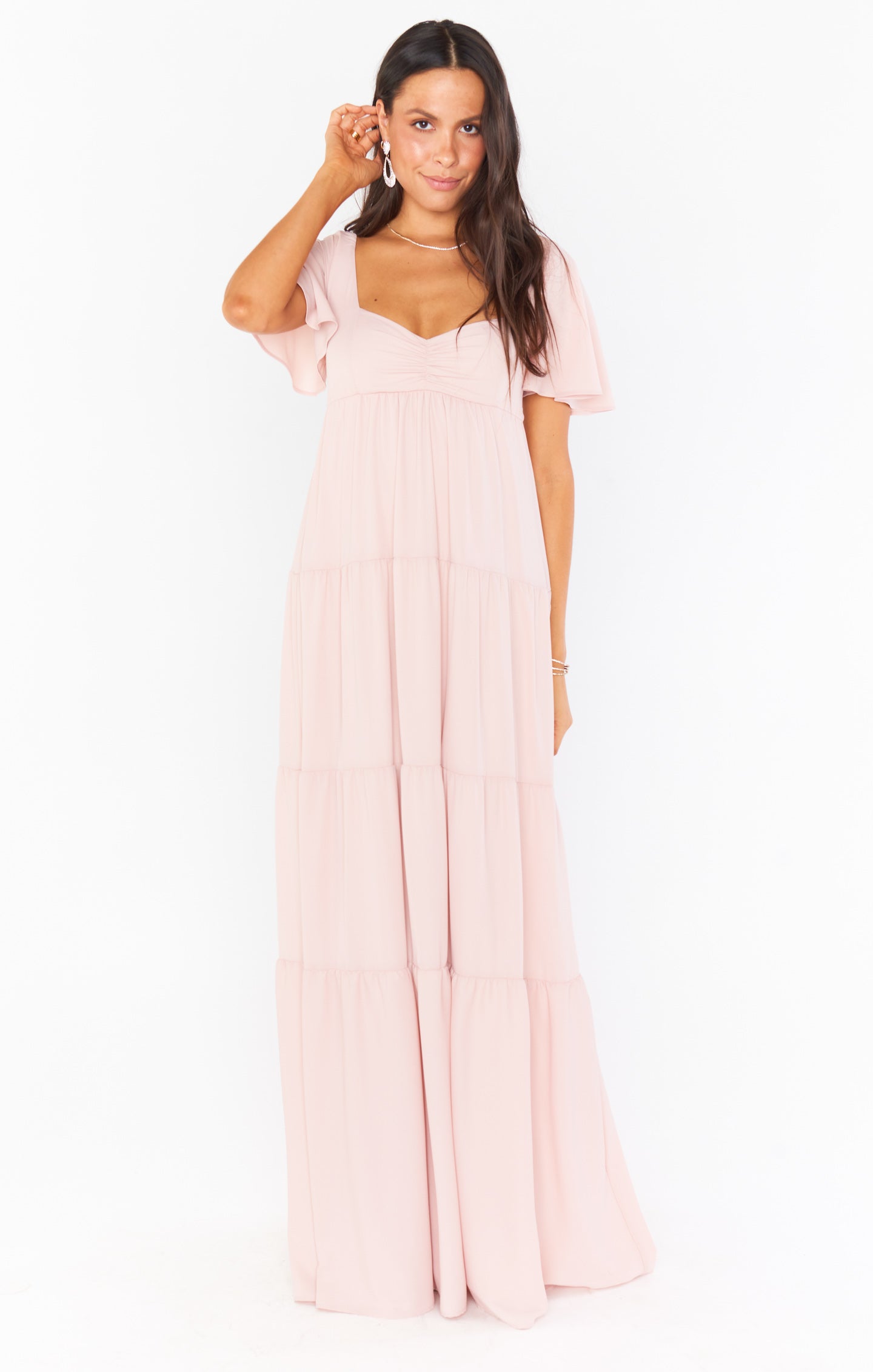 Flutter Sleeve Maxi Dress with Smocked Back & Tiered Skirt | Nicole
