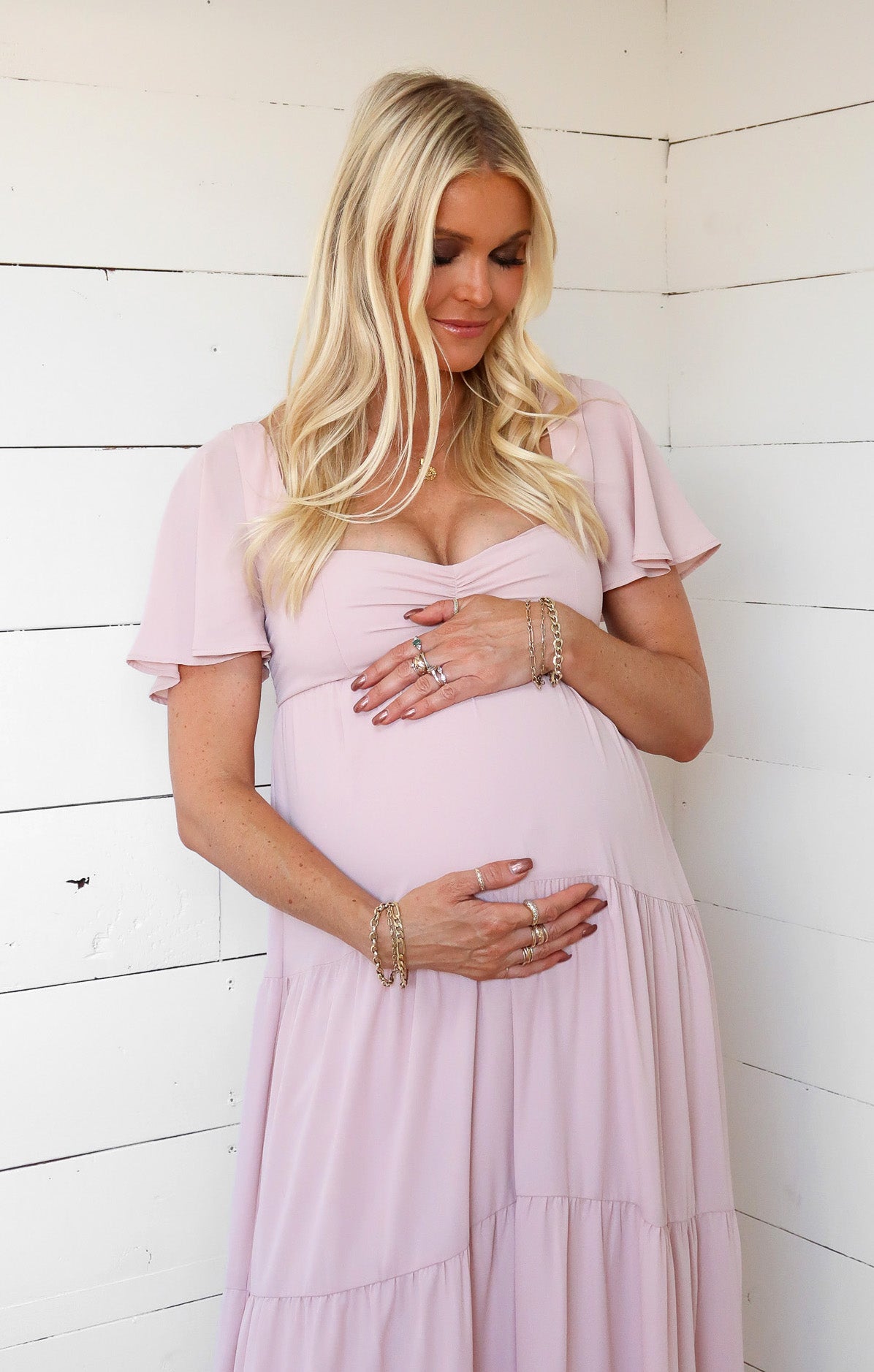 Flutter Sleeve Maxi Dress with Smocked Back & Tiered Skirt | Nicole