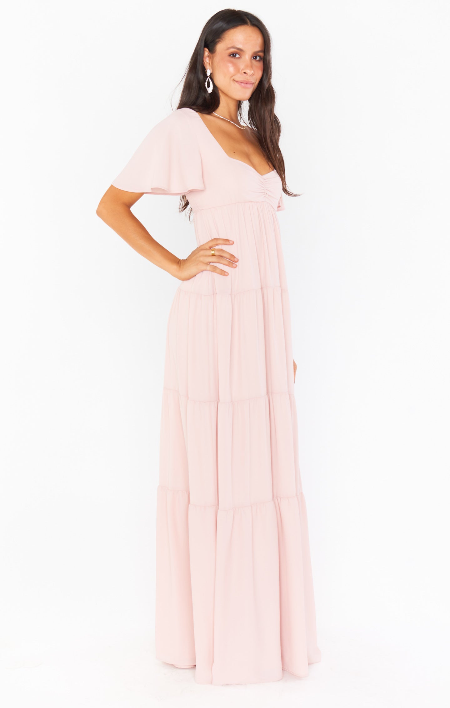 Flutter Sleeve Maxi Dress with Smocked Back & Tiered Skirt | Nicole