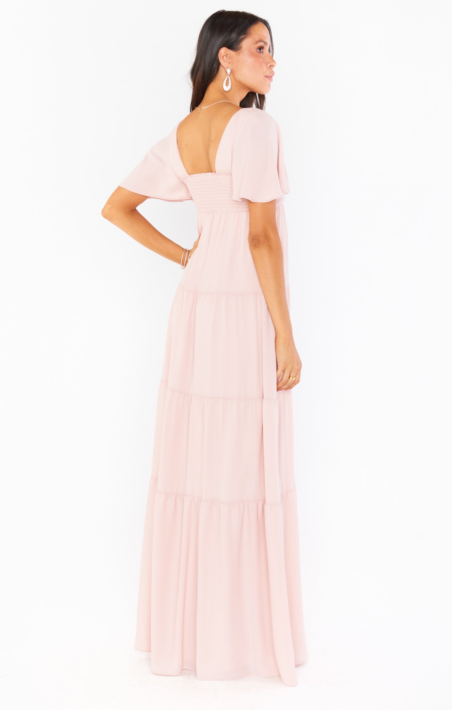 Flutter Sleeve Maxi Dress with Smocked Back & Tiered Skirt | Nicole