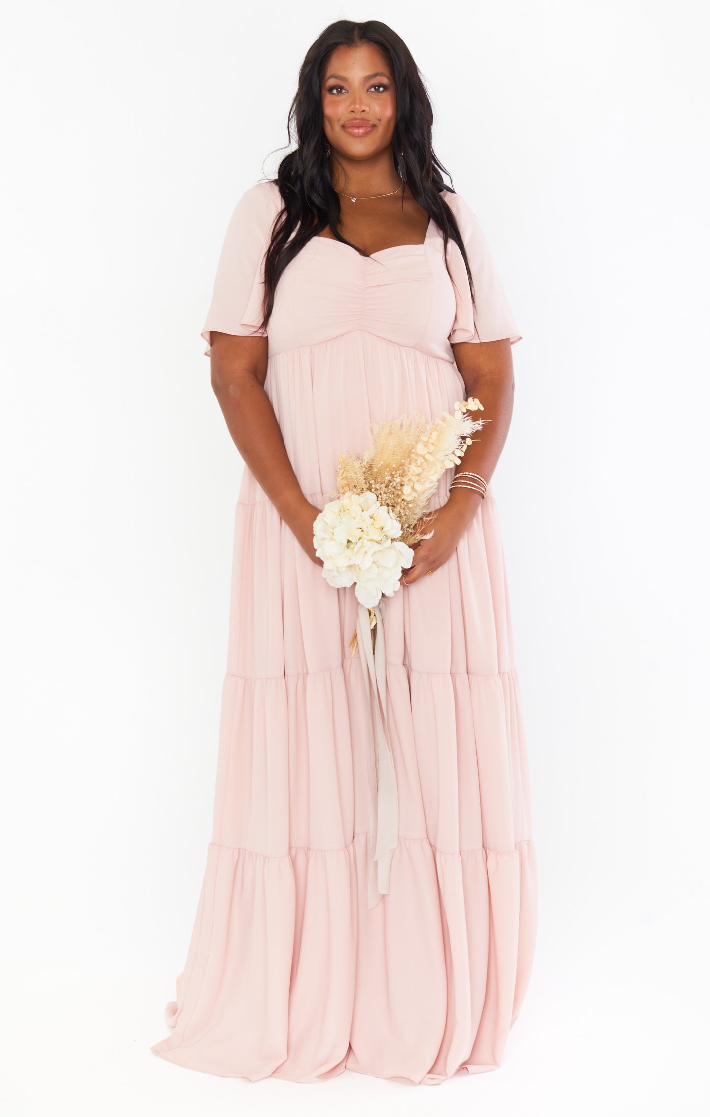 Flutter Sleeve Maxi Dress with Smocked Back & Tiered Skirt | Nicole