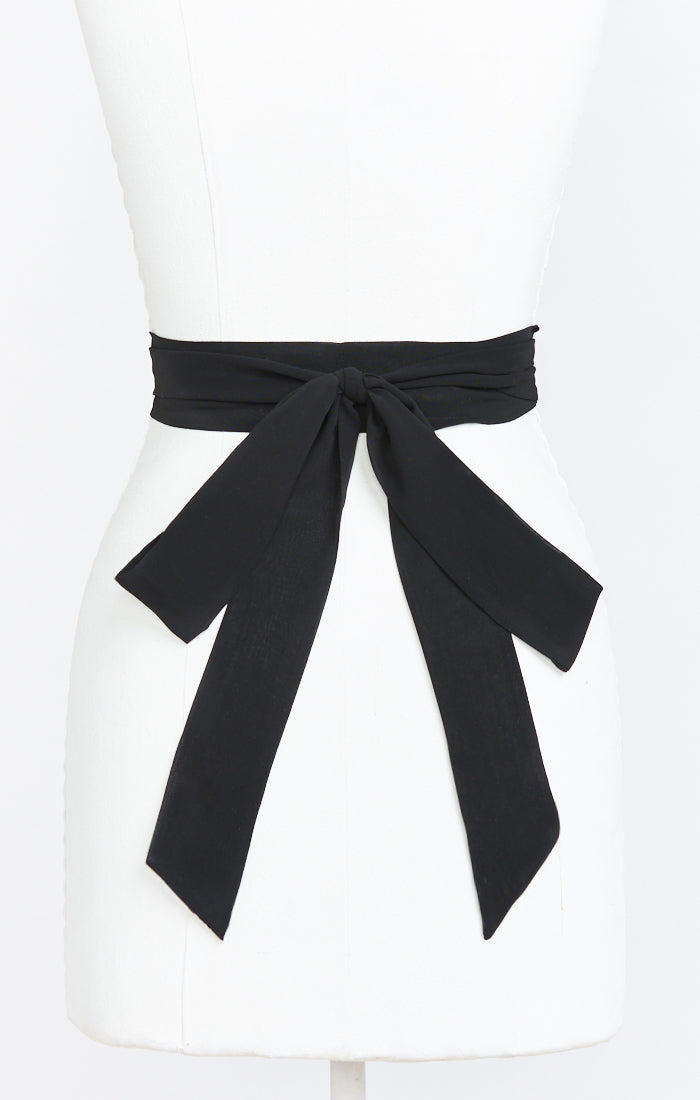 Black Chiffon Bridesmaid Sash for Weddings | Regular & Long Lengths