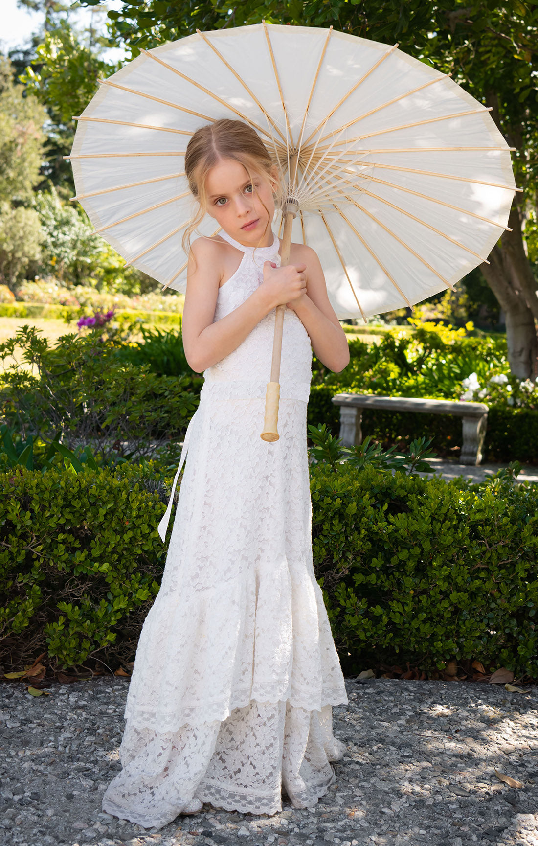 Flower Girl Dress with Ivory Lace for Weddings | Sweet Pea
