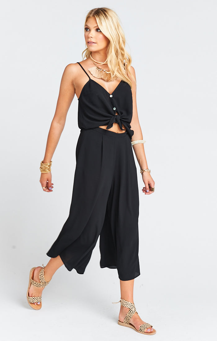 Button-Down Spaghetti Strap Cami Top | Cammys Black Pebble