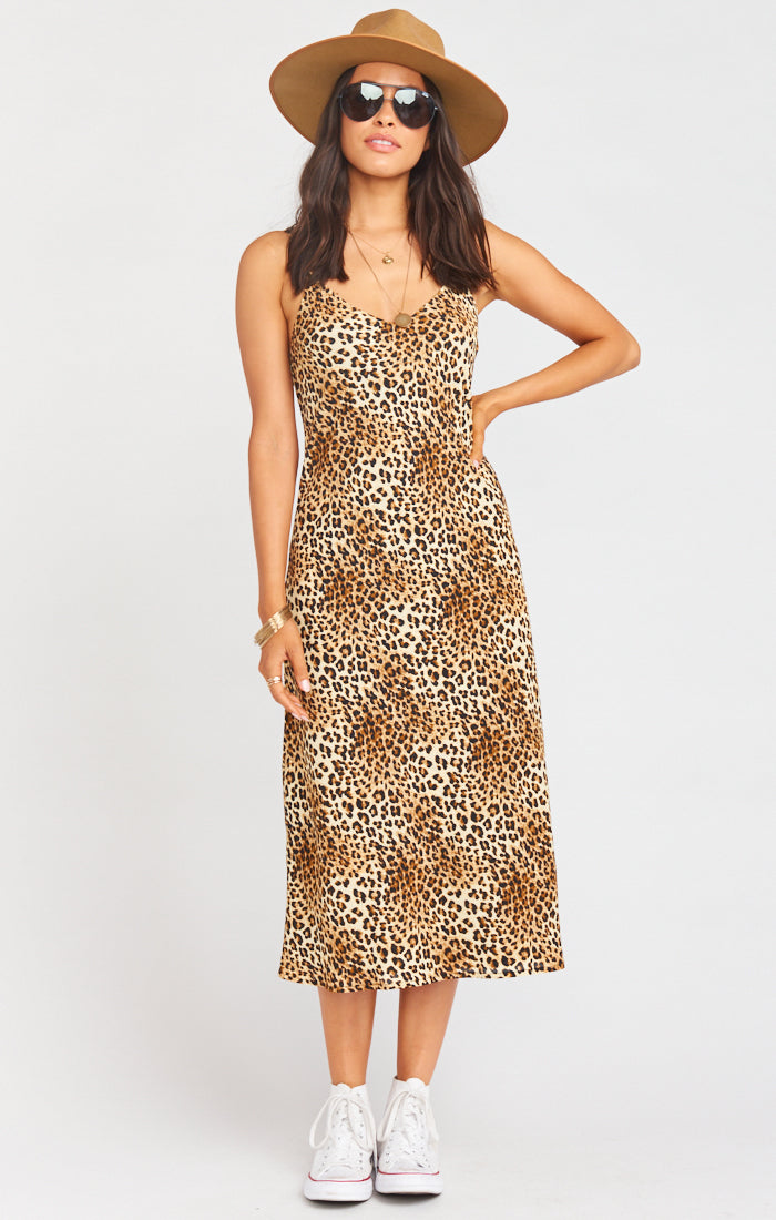 Cheetah Print V-Neck Dress with Adjustable Straps | Zio