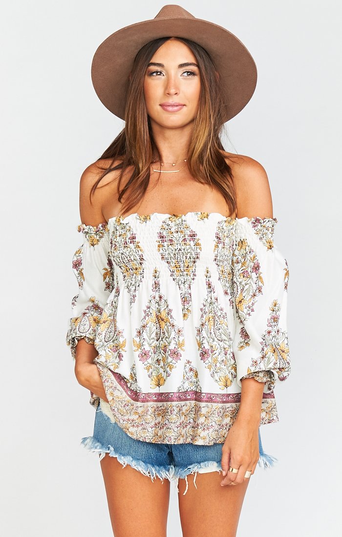 Smocked Blouse with Optional Tie | Raquel Top