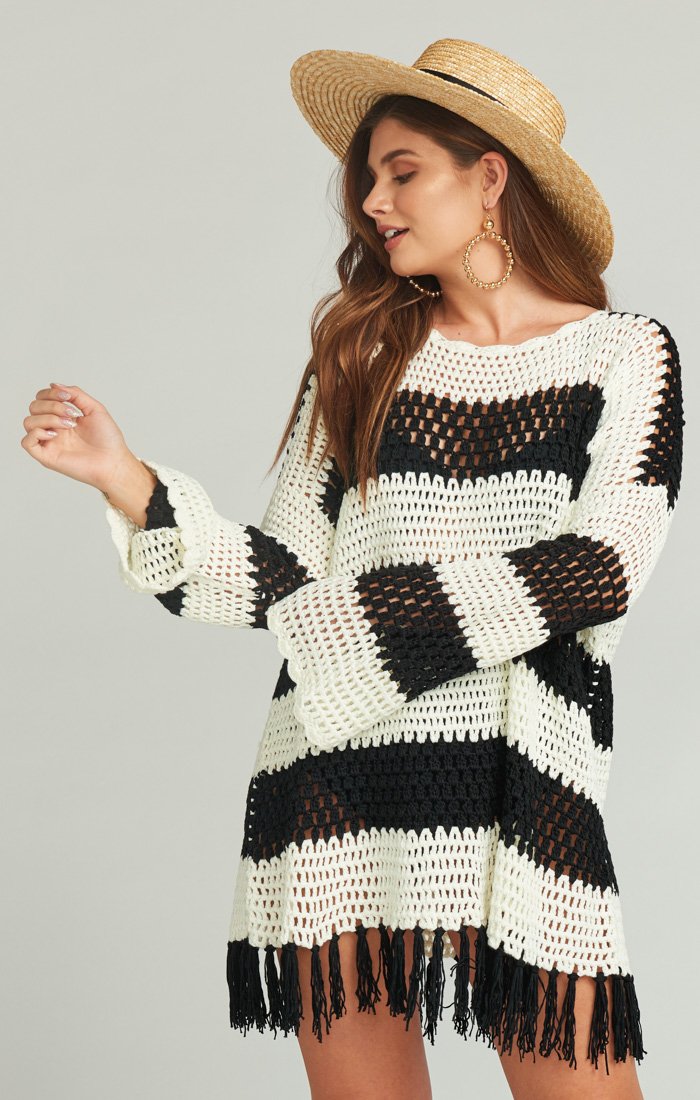 Fringe Pullover with Elastic Straps & Side Zip | Paula