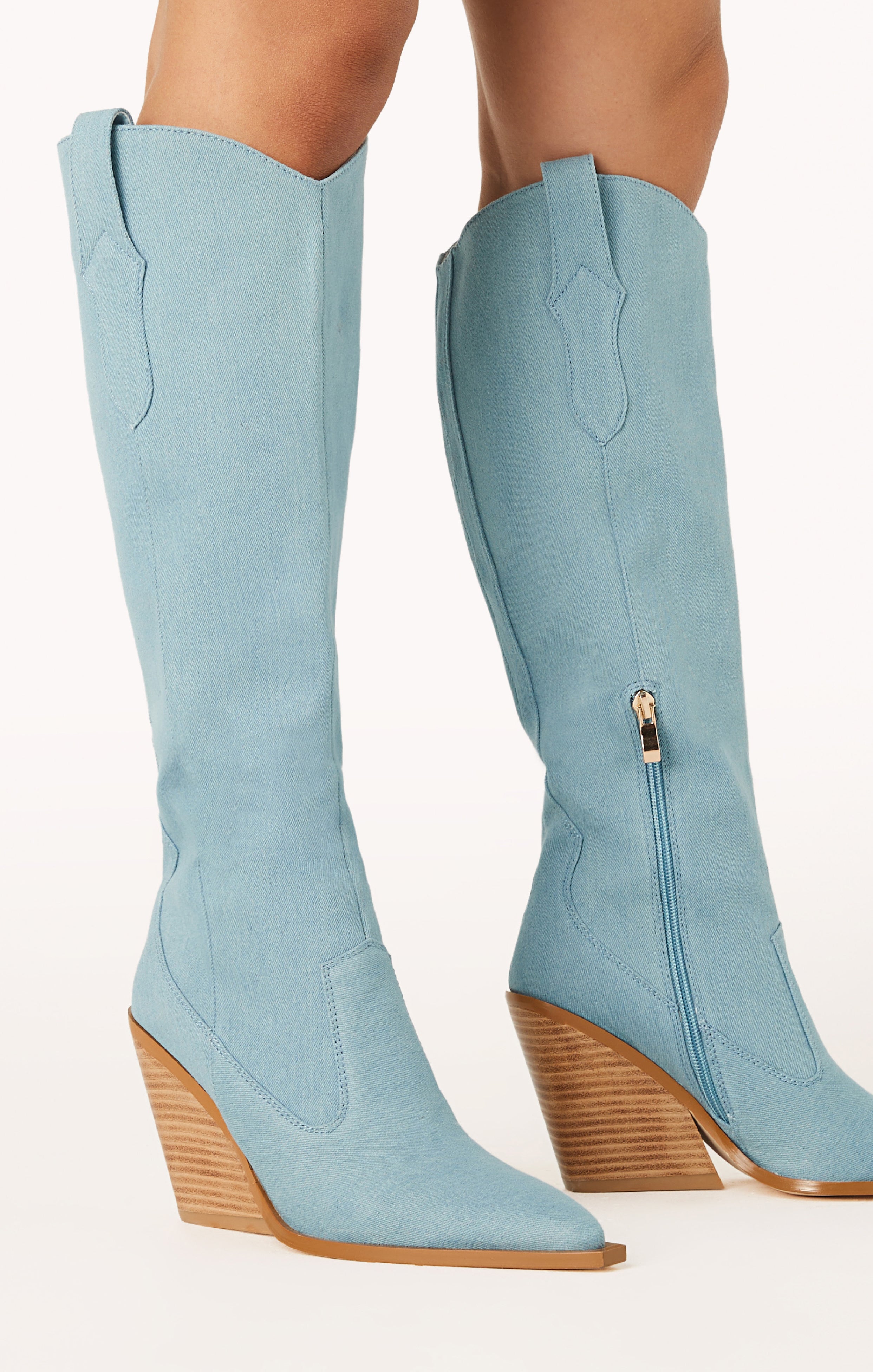 Western Boots with Stacked Wooden Wedge Heel | Billini Coraline