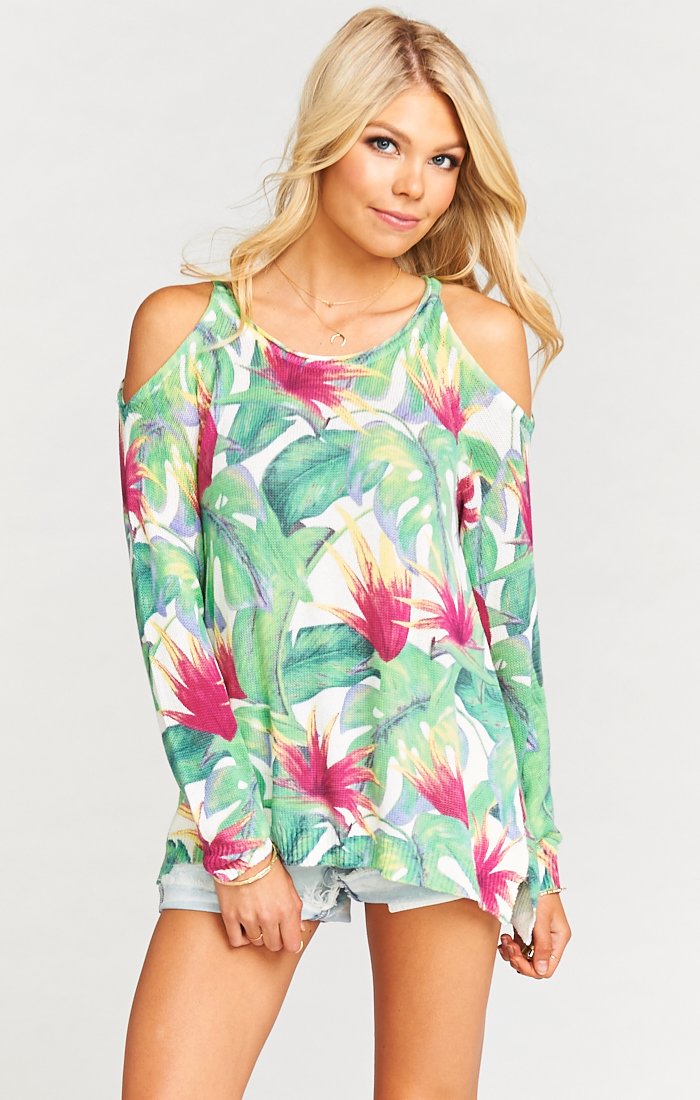 Shoulder Cutout Sweater for Women | 100% Cotton Shiver Top