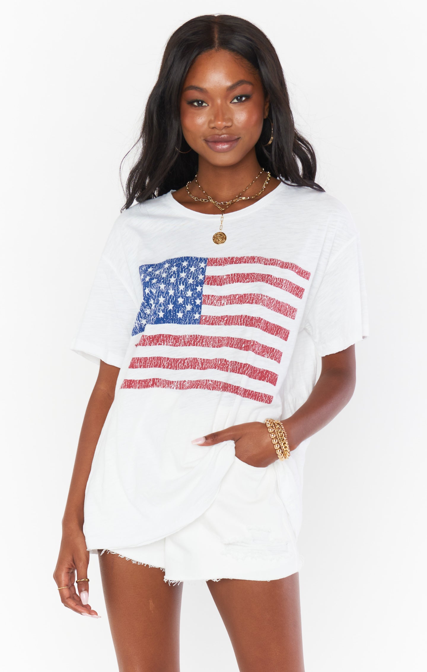 American Flag Graphic Tee - Relaxed Scoop Neck Cooper Tee