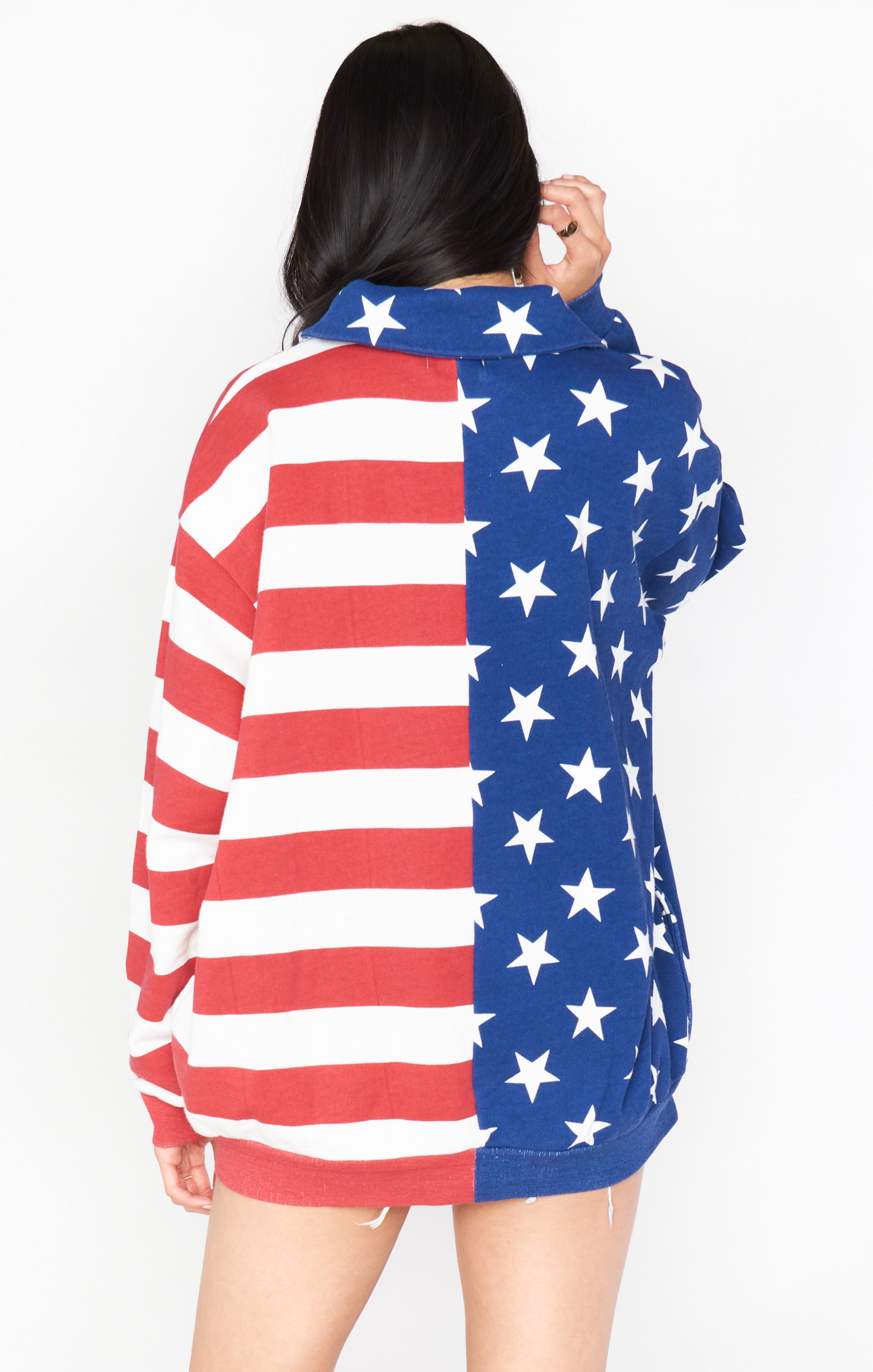 Patriotic Oversized Half Zip Sweatshirt for Beach Nights | Benny