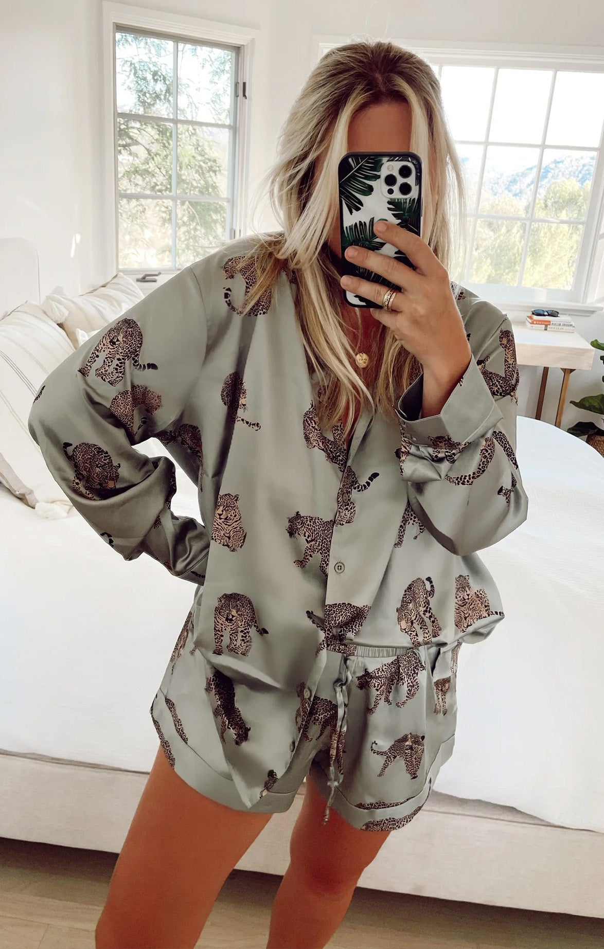 Silky Cheetah Print Pajama Set for Women | Feline Fine