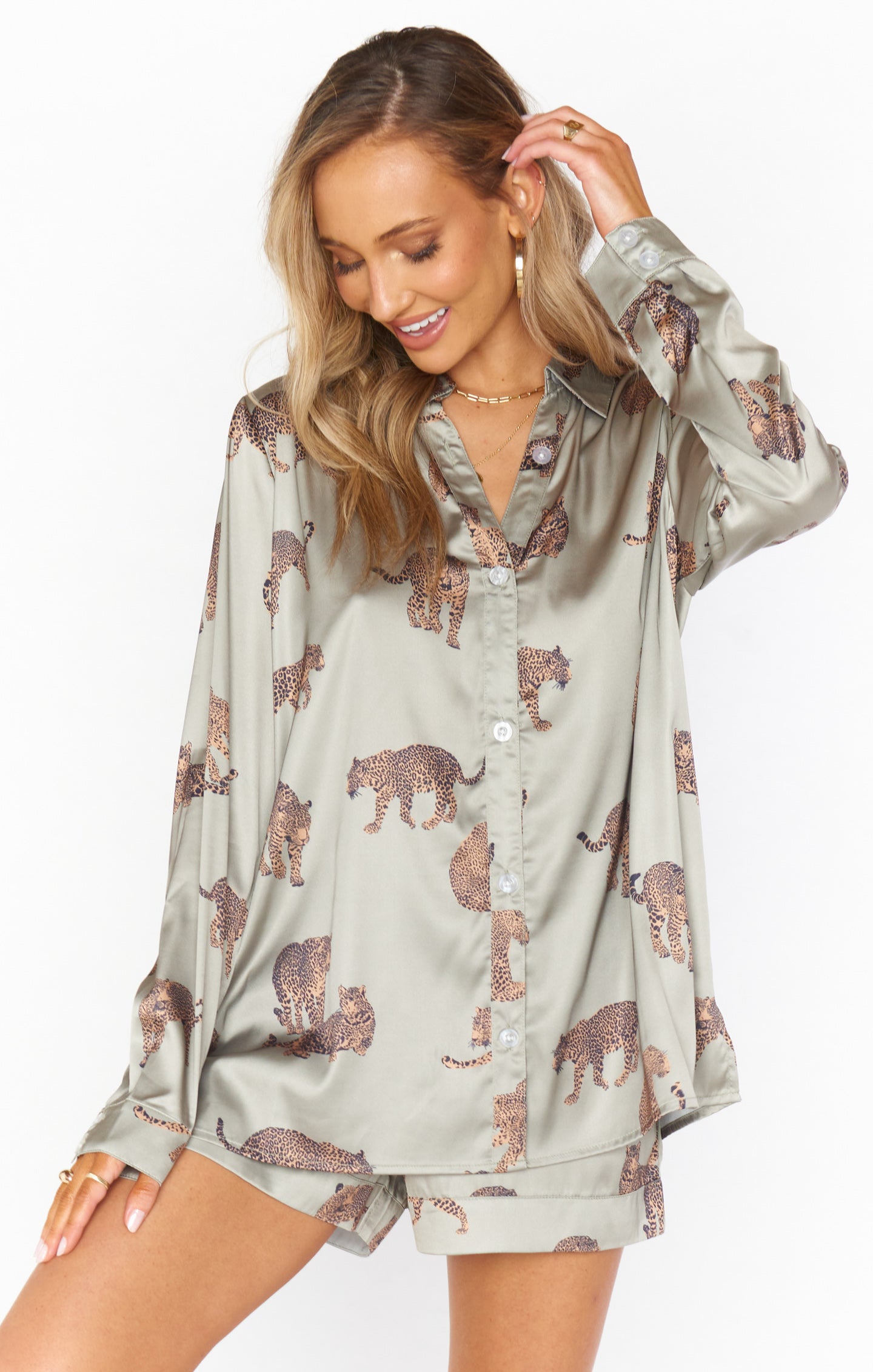 Silky Cheetah Print Pajama Set for Women | Feline Fine