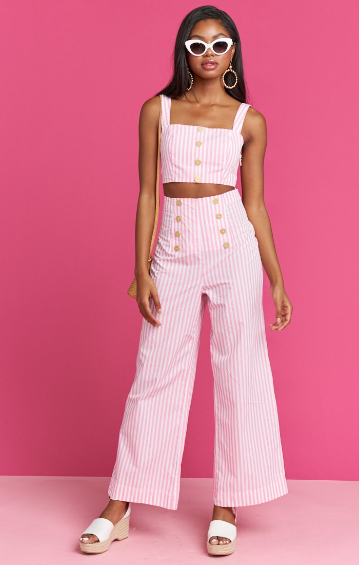 High Waisted Sailor Pants with Side Buttons | Stacie Trousers