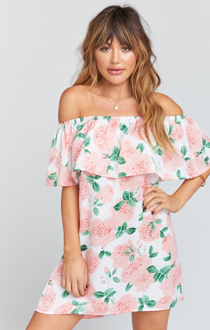 Off-Shoulder Mini Dress with Ruffle Detail | Can Can Dress