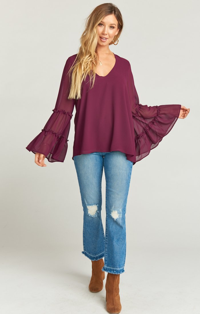 Bohemian Nicolette Top with Bell Sleeves & Ruffles | Hippie Chic Style