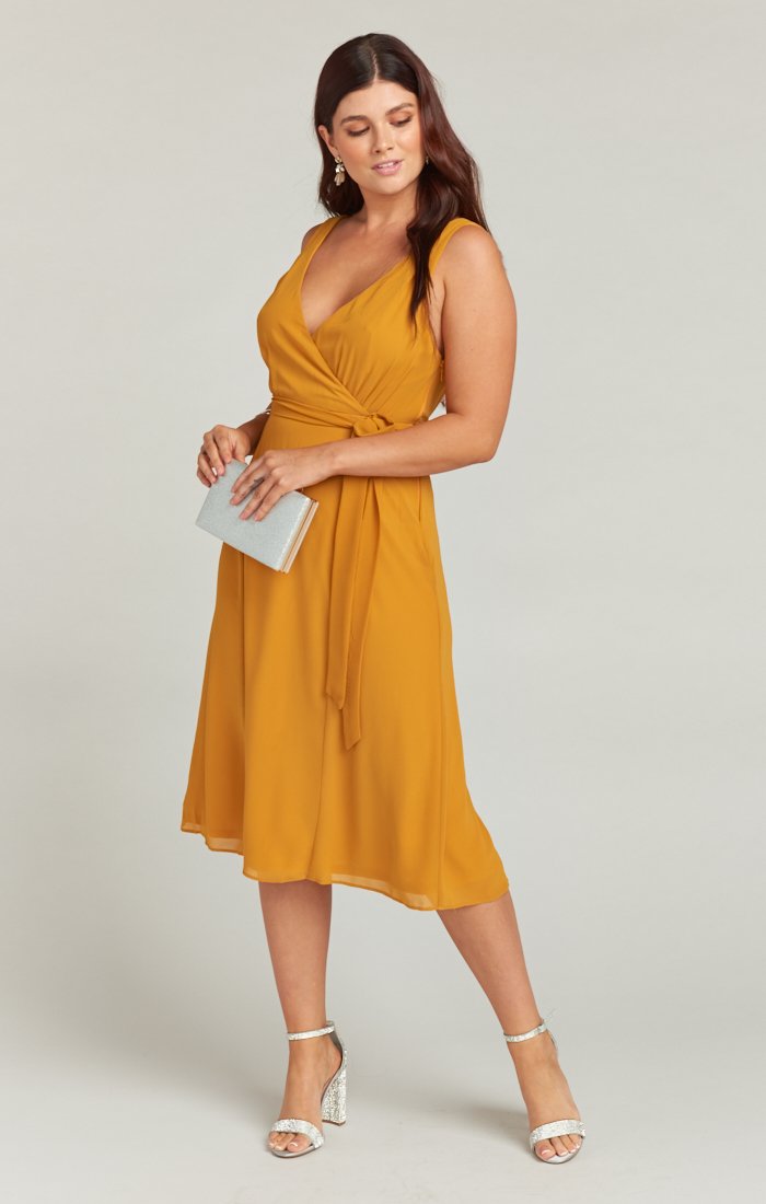 Crossover Dress with Deep V-Neck & Waist Accent | Cynthia by Mumu