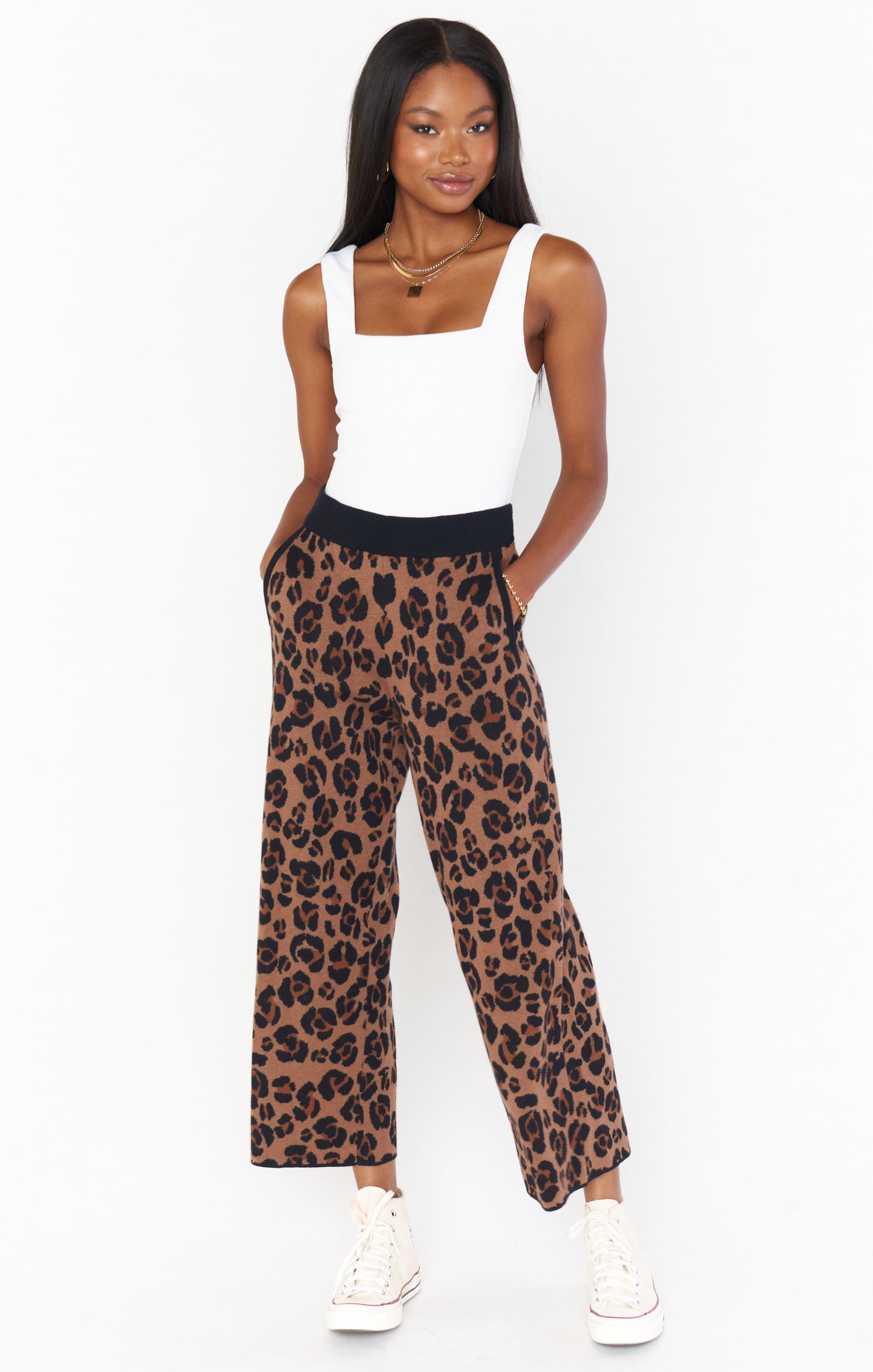 Leopard Print Knit Lounge Pants | Samson Culotte Style