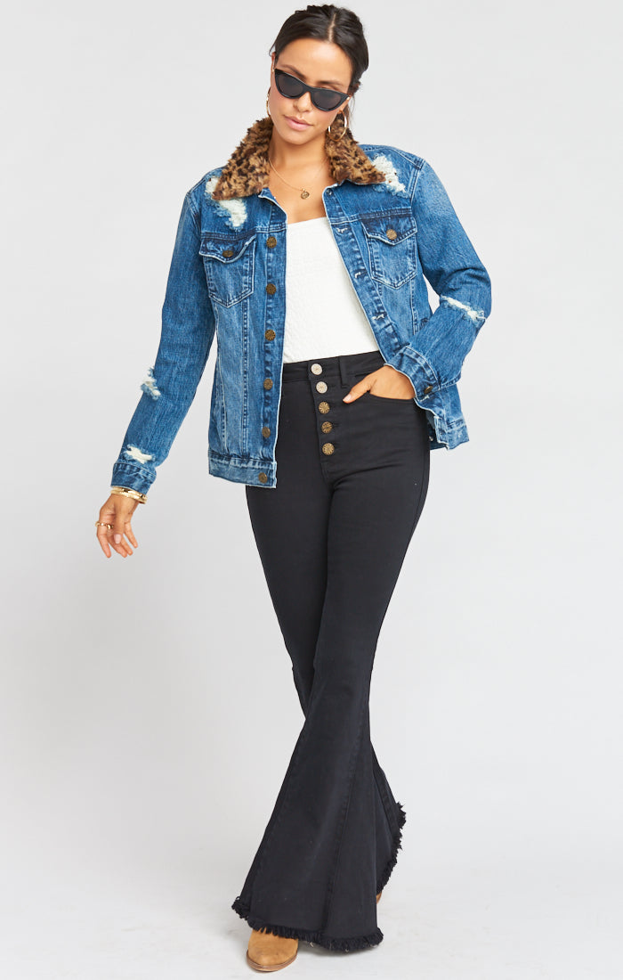 Distressed Denim Jacket for Men with Button Closure & Pockets | Drine