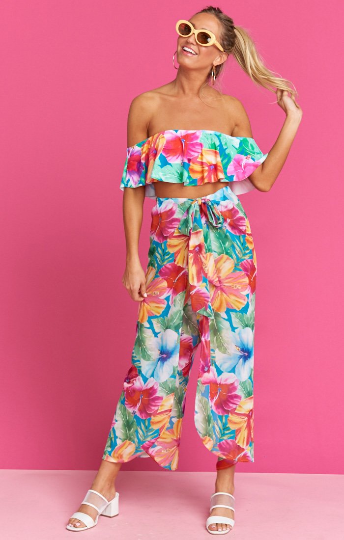 Linen Beach Pants with Tie Front & Slits | Made in USA