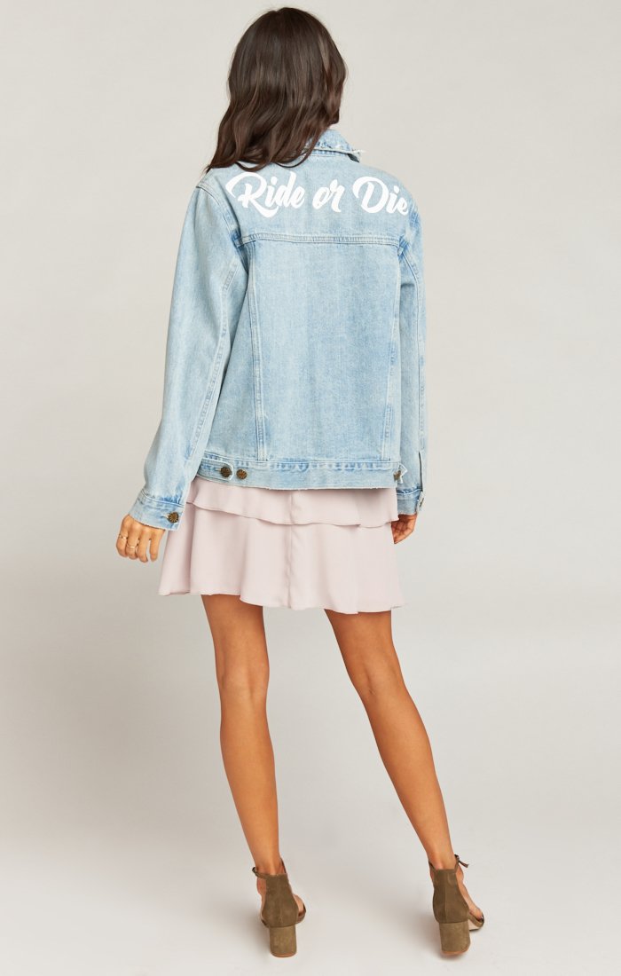 Men's Cotton Denim Jacket with Ride or Die Graphic | Dover