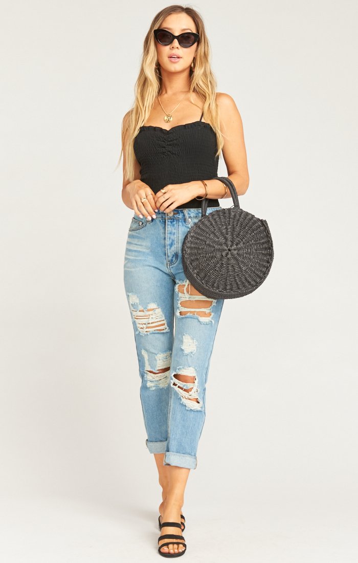 Smocked Top with Elastic Straps & Lined Comfort | Emanuelle