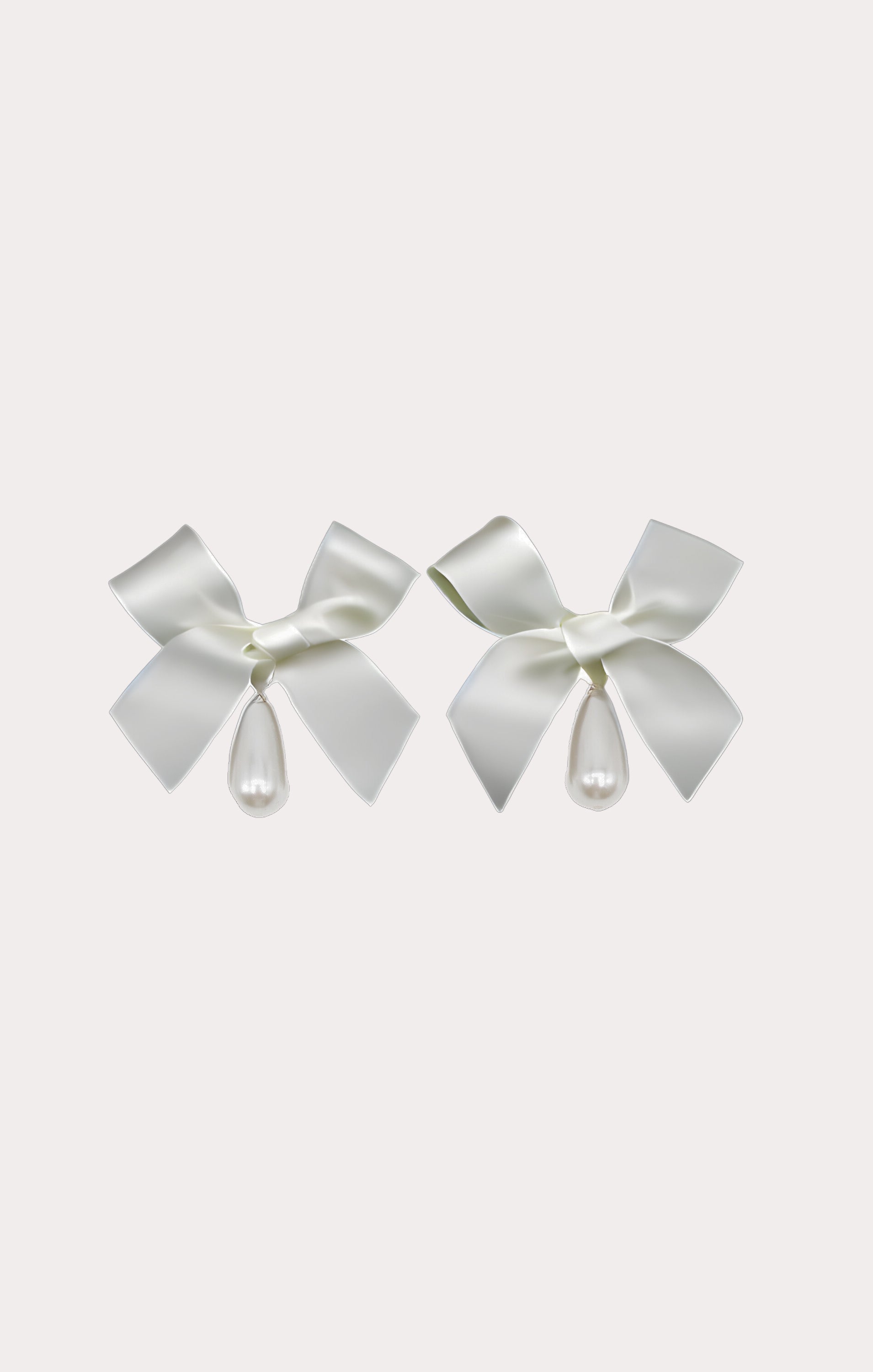 White Pearl Drop Earrings with Bow Design | Elegant Jewelry