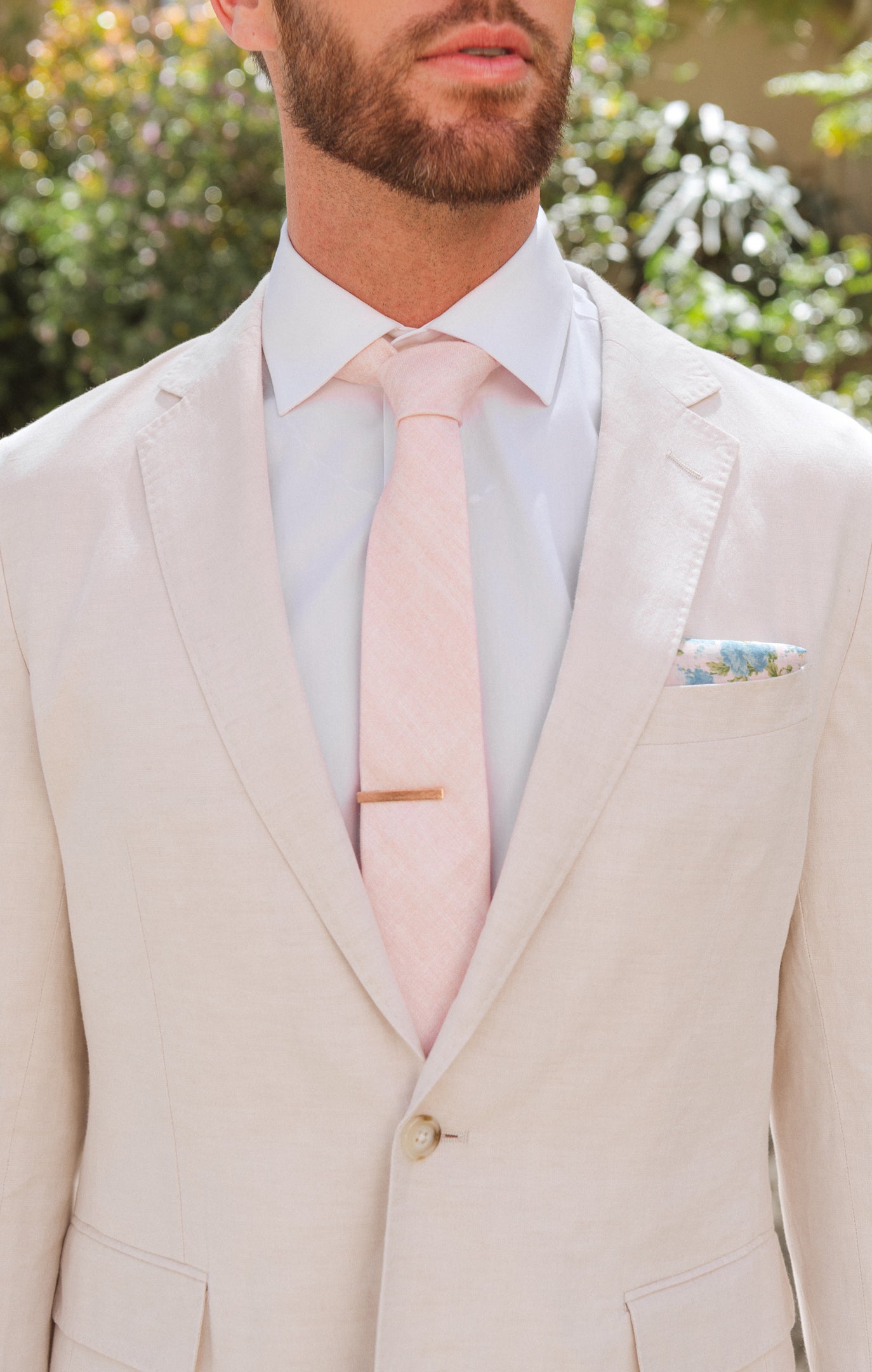 Dusty Blush Linen Neck Tie for Men | Nico