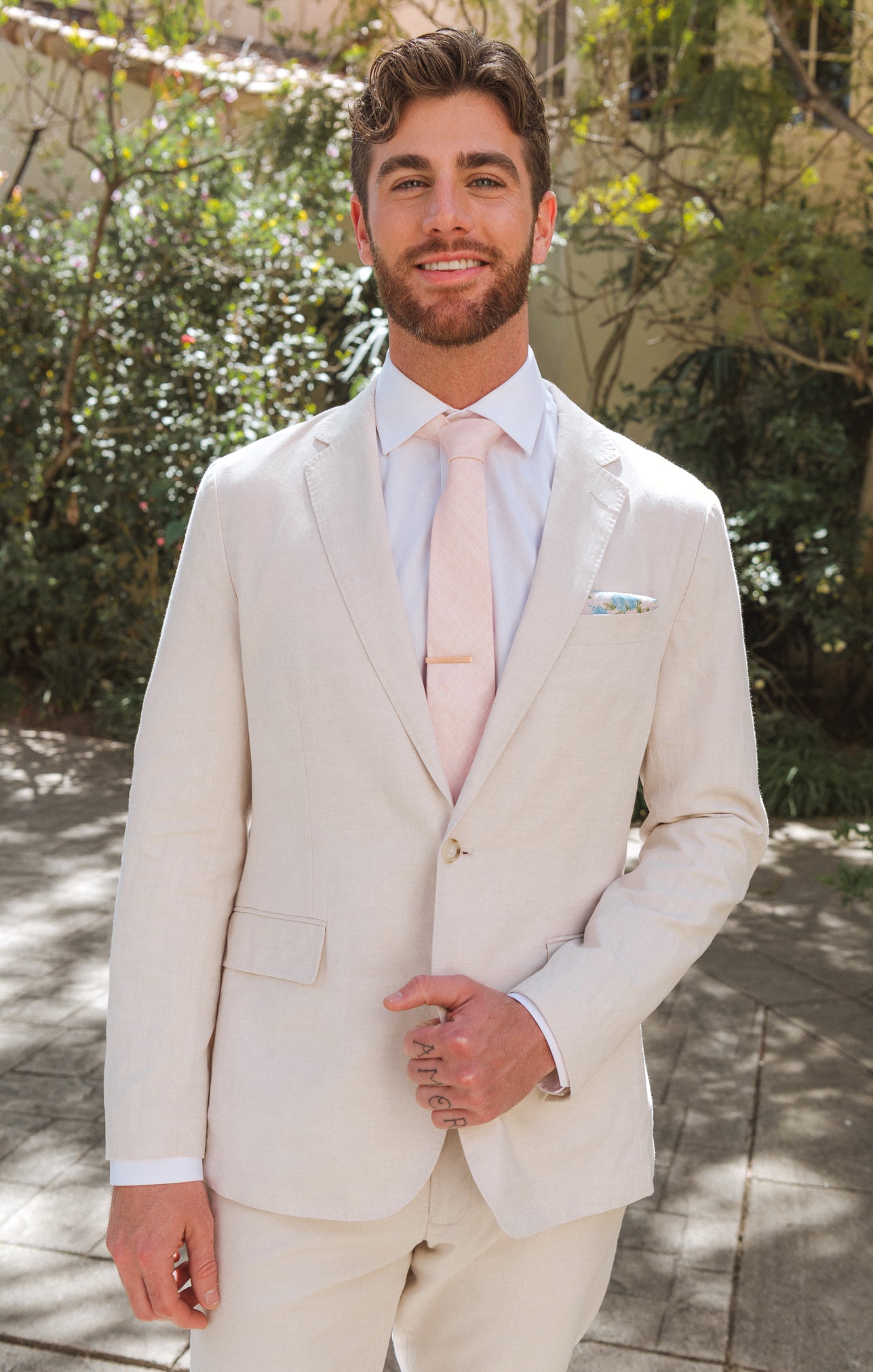 Dusty Blush Linen Neck Tie for Men | Nico