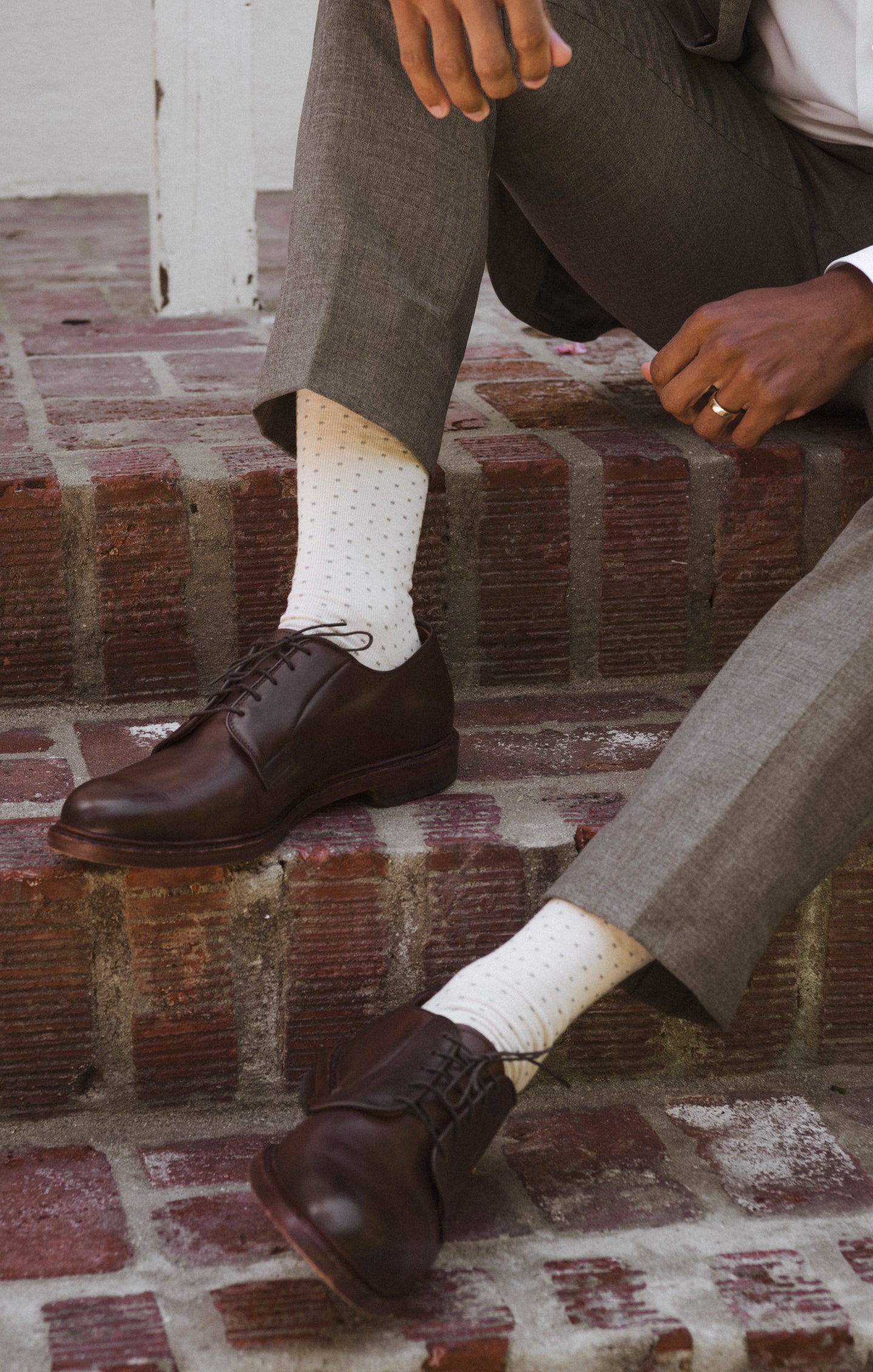 Champagne Dot Dress Socks for Weddings & Formal Events | Owen