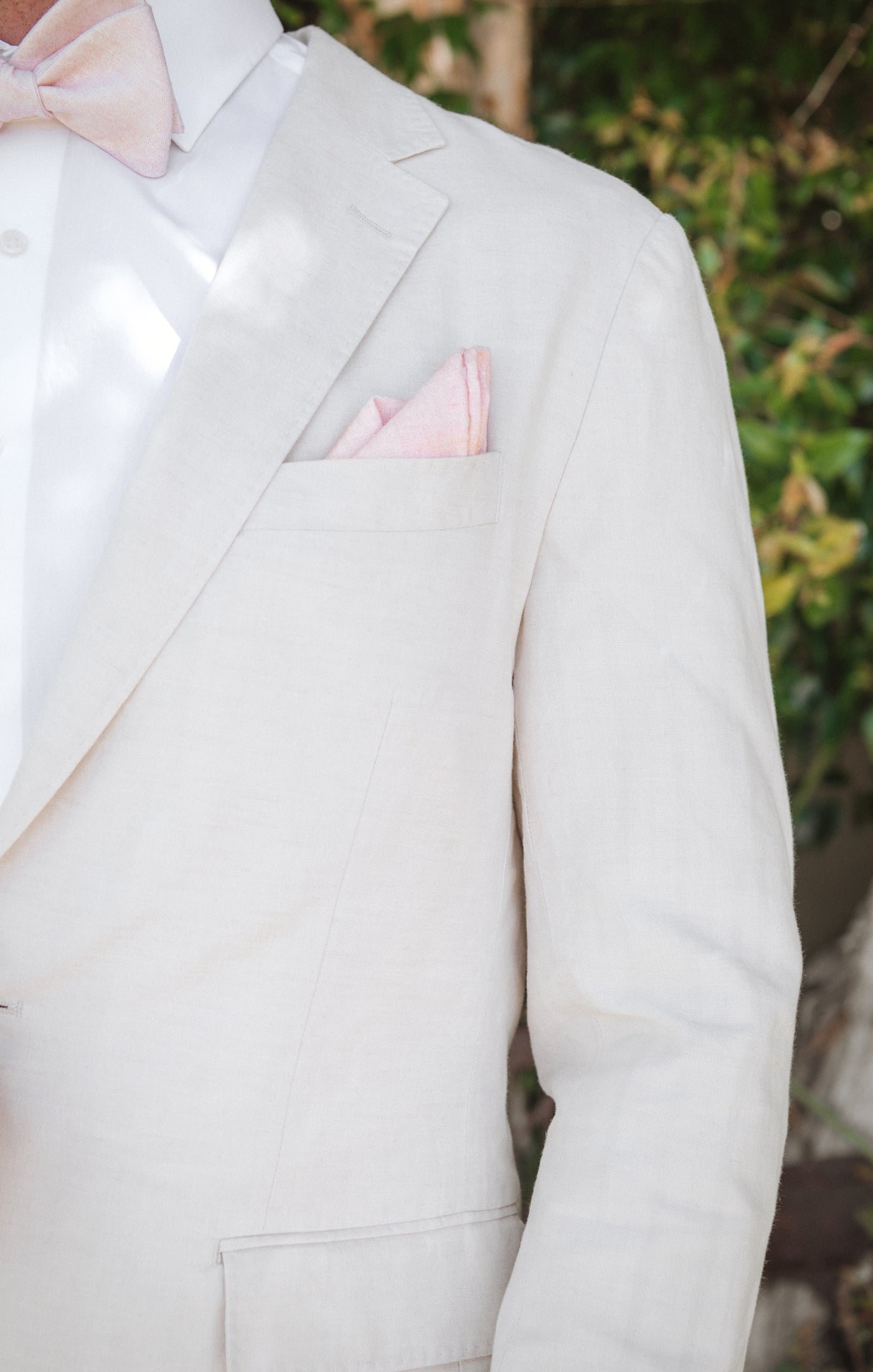 Dusty Blush Linen Pocket Square for Weddings & Formal Events | Sam