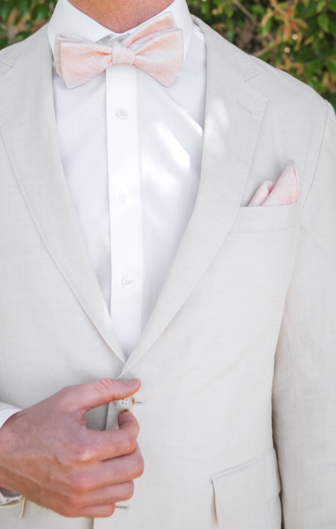 Dusty Blush Linen Pocket Square for Weddings & Formal Events | Sam