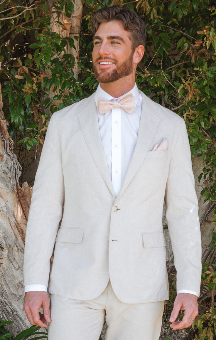 Dusty Blush Linen Pocket Square for Weddings & Formal Events | Sam