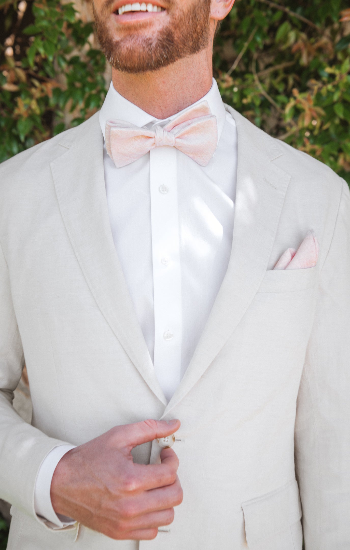 Dusty Blush Linen Bow Tie for Weddings | Josh Bow Tie