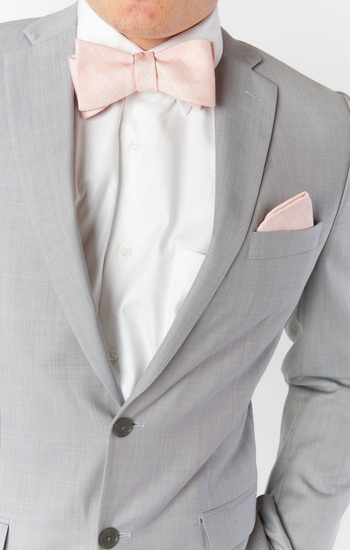 Dusty Blush Linen Bow Tie for Weddings | Josh Bow Tie