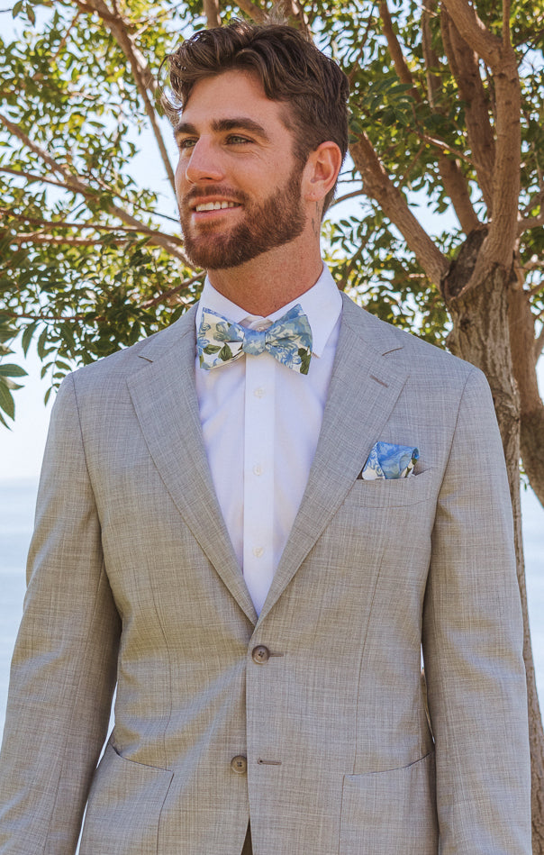 Floral Blue Bow Tie for Weddings & Formal Events | Josh