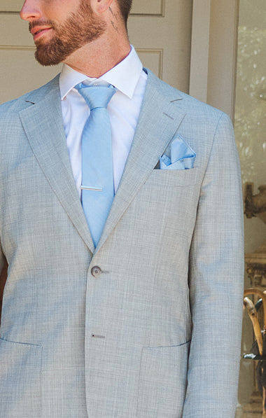 Baby Blue Pocket Square for Weddings & Formal Events | Sam
