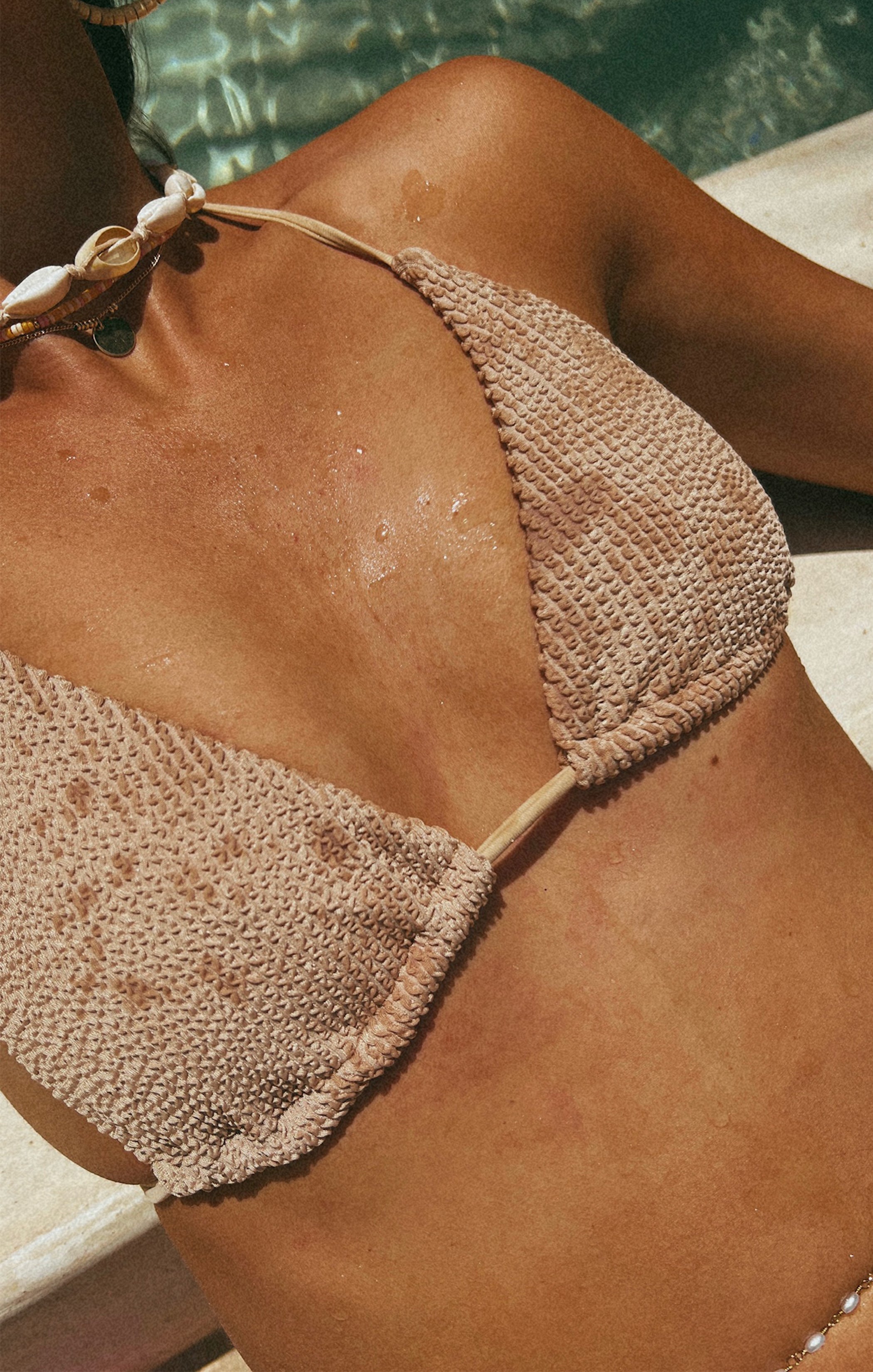 Minimal Coverage Bikini Top for Tanning | Latte Scrunch