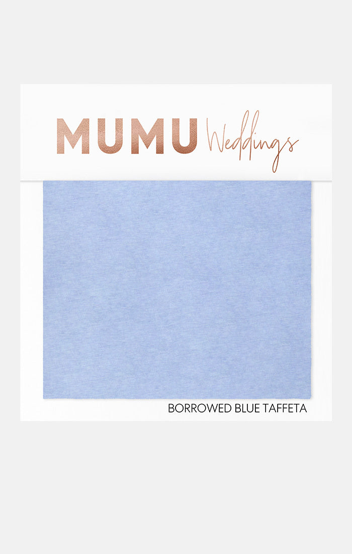 Bridesmaid Fabric Swatch in Borrowed Blue Taffeta | Mumu Wedding