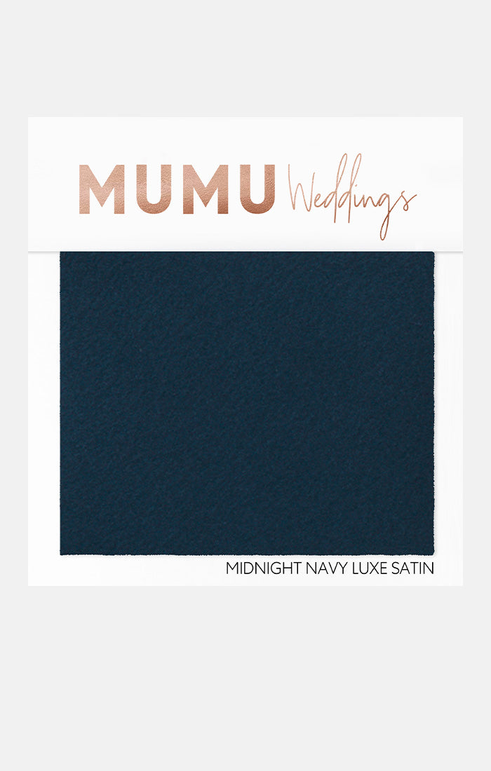 Midnight Navy Luxe Satin Bridesmaid Fabric Swatch | Mumu Wedding