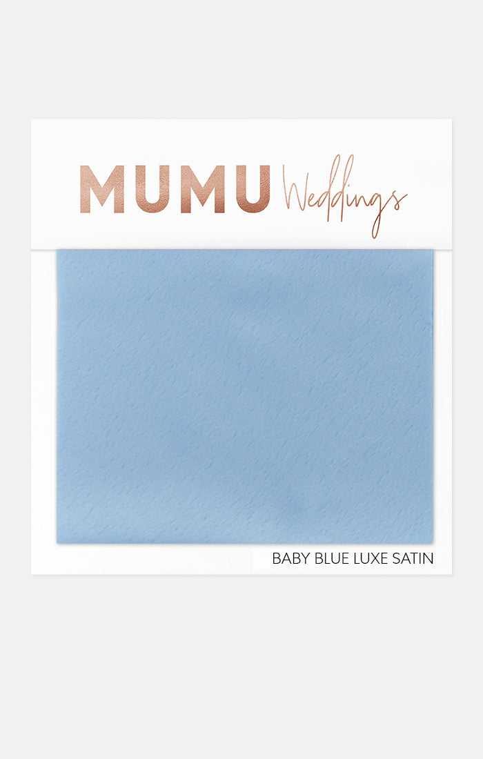 Bridesmaid Fabric Swatch in Baby Blue Luxe Satin | Mumu Wedding