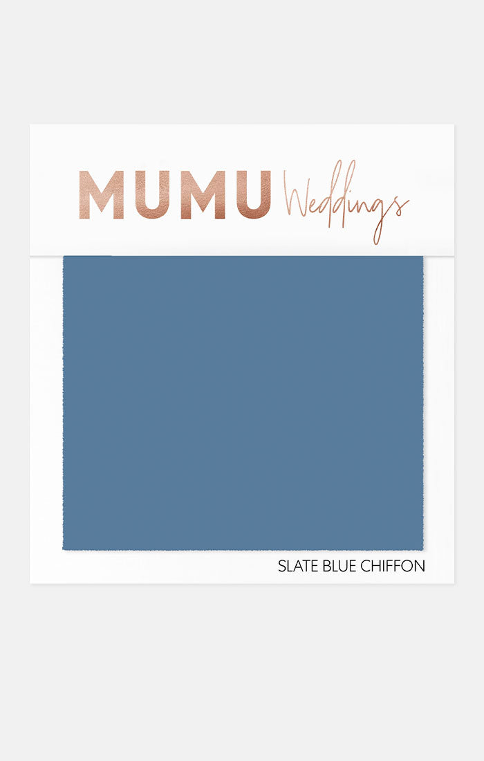 Slate Blue Chiffon Bridesmaid Fabric Swatch | Mumu Wedding