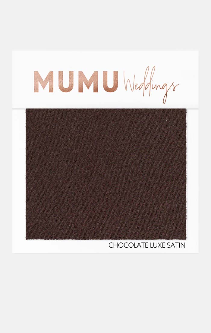 Bridesmaid Fabric Swatch in Chocolate Luxe Satin | Mumu Wedding