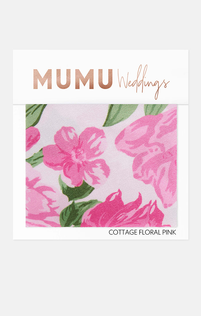 Bridesmaid Fabric Swatch in Cottage Floral Pink | Mumu Wedding