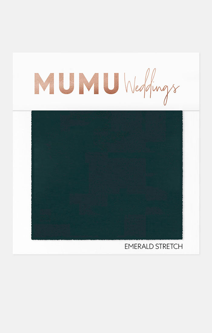 Emerald Stretch Bridesmaid Fabric Swatch | Mumu Wedding