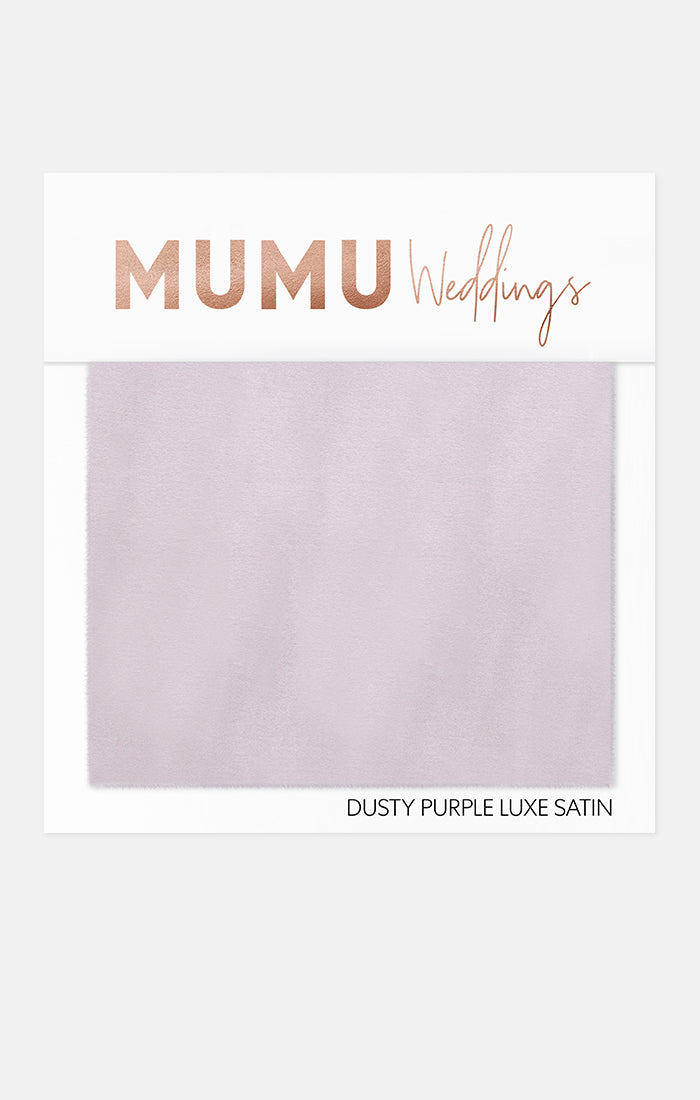 Bridesmaid Fabric Swatch in Dusty Purple Luxe Satin | Mumu Wedding