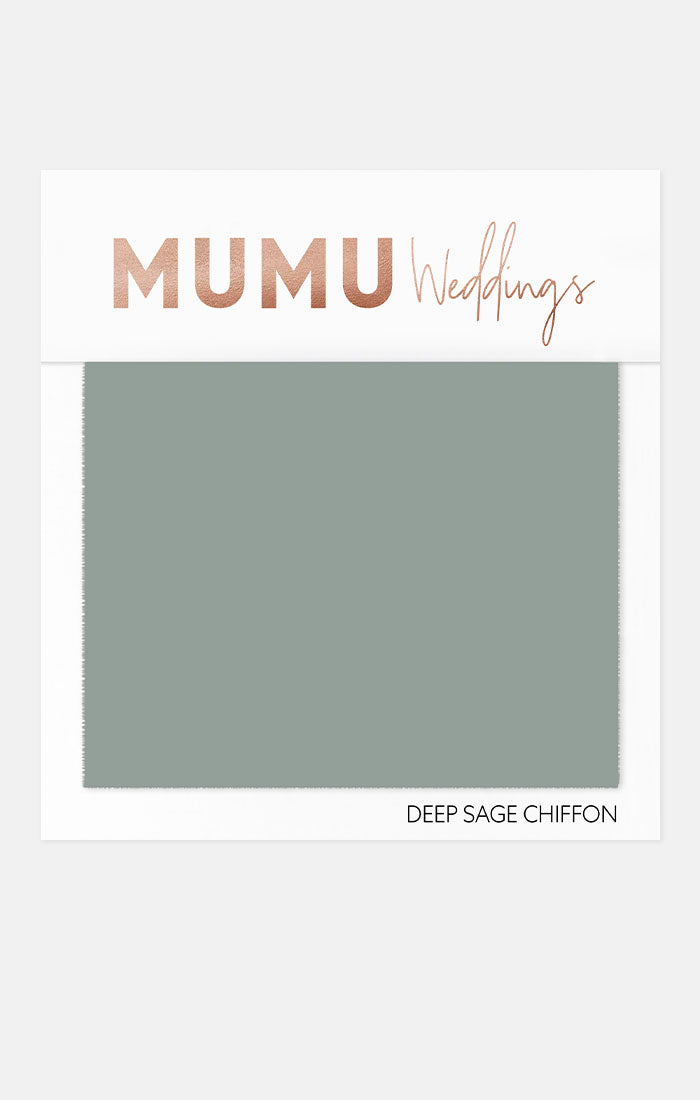 Deep Sage Chiffon Bridesmaid Fabric Swatch | Mumu Wedding