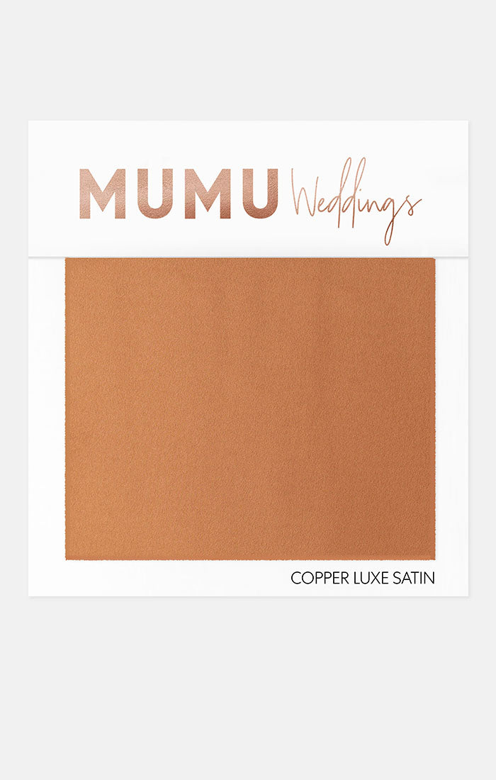 Bridesmaid Fabric Swatch in Copper Luxe Satin | Mumu Wedding